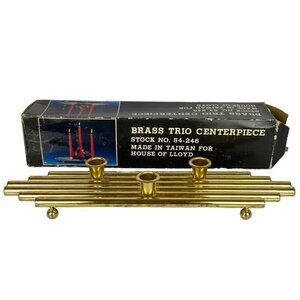 Vintage Brass Trio Centerpiece Slim Taper Candle Holder 1980s House Of Lloyd